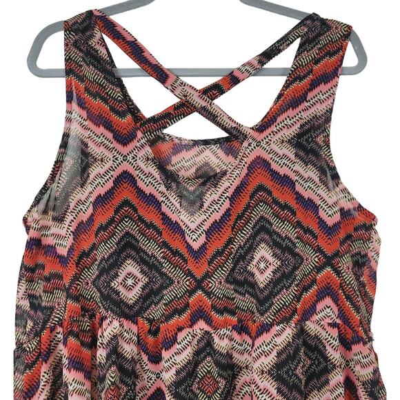 Band of Gypsies Boho Sheer Tunic with Detachable Slip Criss Cross Back, Size XL - Picture 4 of 12